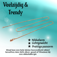 RVS Slangenketting Ros&Atilde;&copy;goud Rond- Soepele Snake Chain Ketting - 1mm / 45cm - Dames