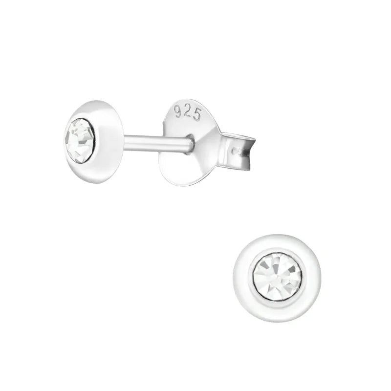 Zilveren Kristal Oorbellen - Subtiel en Elegant - 4mm / Transparant -