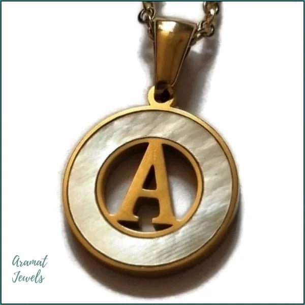 Initiaal Ketting Goudkleur met Schelp Inlay 45cm - Personaliseerbaar - A - Dames