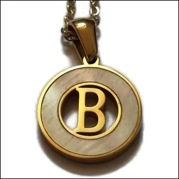 Initiaal Ketting Goudkleur met Schelp Inlay 45cm - Personaliseerbaar - B - Dames
