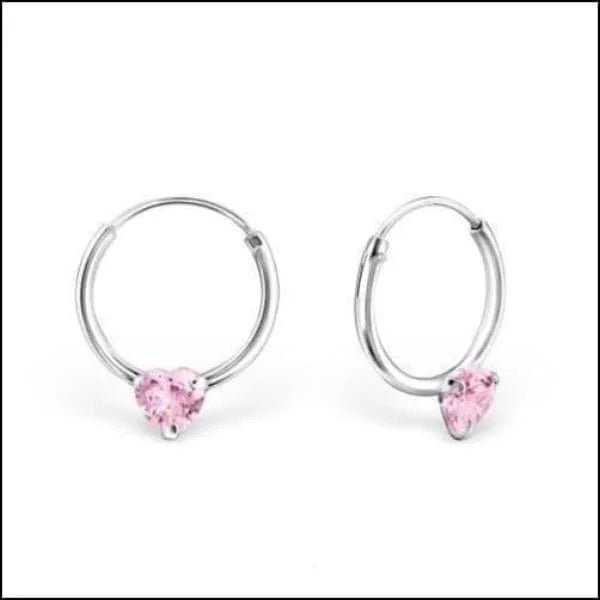925 Zilveren Oorringen Ronde Zirkonia 10mm - Sprankelende Hoepels - Roze -