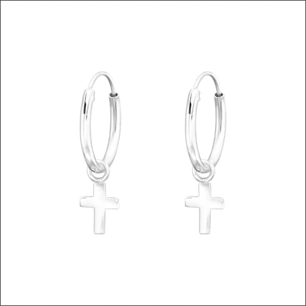 925 Zilveren Kinder Oorringen 10mm Diverse Modellen - Meisje Hoops - Kruisje-9,5x5mm -