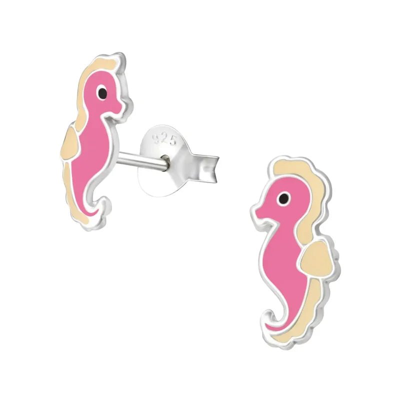 Zilveren Kinder Oorbellen Zeepaardje - Roze / 11 x 5 mm - Unisex