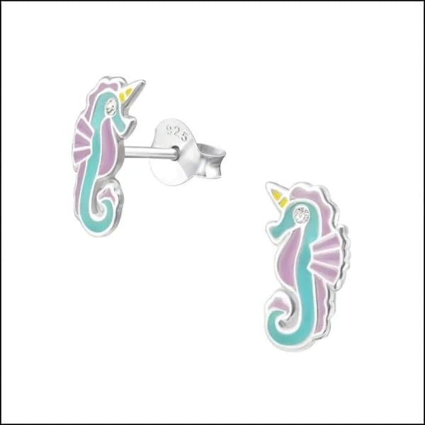 Zilveren Kinder Oorbellen Zeepaardje - Roze / 11 x 5 mm - Unisex