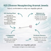 Zilveren Neuspiercing met Roze Opaal Steentje - Heren