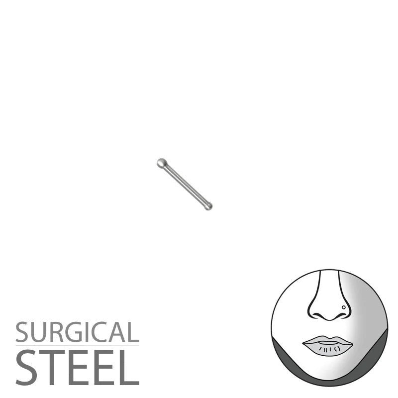 Zilveren Neuspiercing met Stalen Bolletjes - Unisex