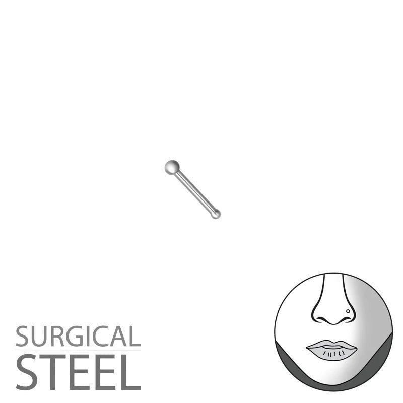 Zilverkleurige Neuspiercing met Stalen Bolletjes - Unisex