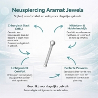 Zilverkleurige Neuspiercing met Stalen Bolletjes - Unisex