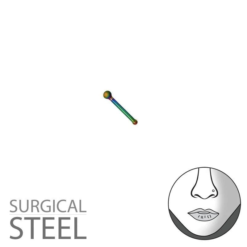 Stalen bolletjes neus piercing Multi kleur