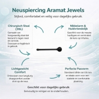 Strakke Zwarte Neuspiercing Bolletje van 2mm - Heren