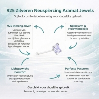 Paarse Zirkonia Zilveren Neuspiercing - Dames