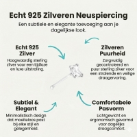 Zilveren Neuspiercing met Transparante Zirkonia - Unisex