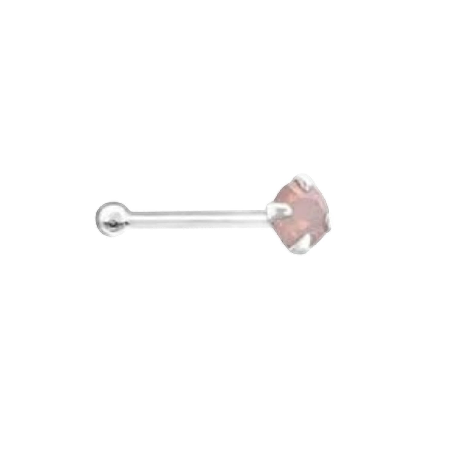 Zilveren Neuspiercing met Roze Opaal - 2mm