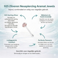 Zilveren Neuspiercing met Roze Opaal - 2mm