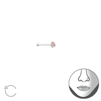 Zilveren Neuspiercing met Roze Opaal - 2mm