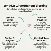 Zilveren Neuspiercing met Roze Opaal - 2mm