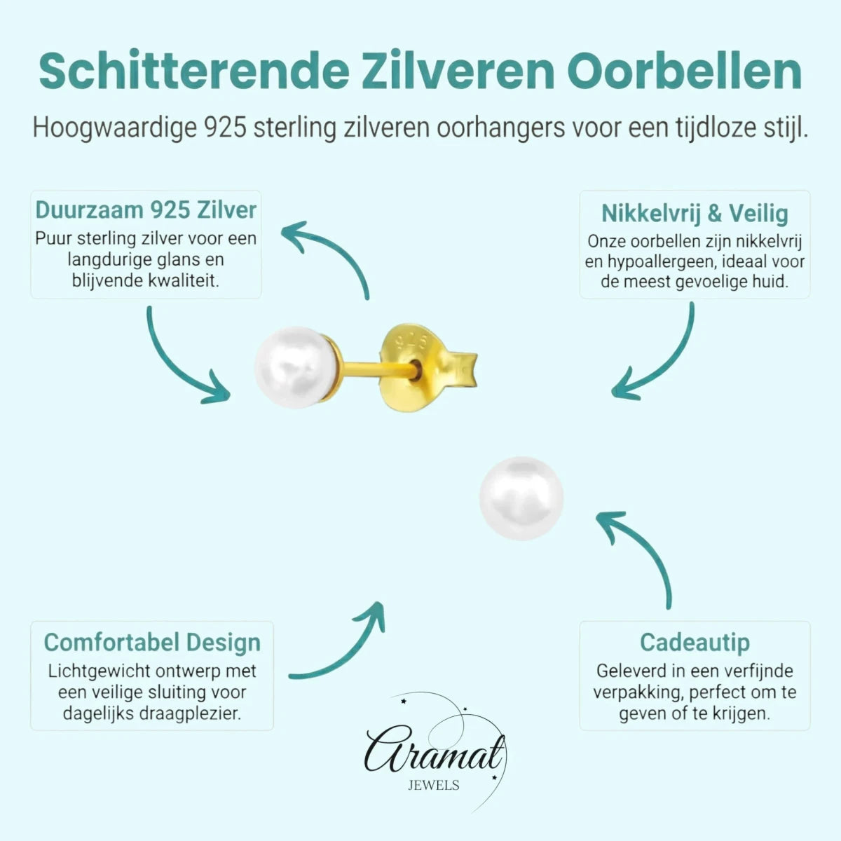 Elegant Zilveren Parel Oorbellen -