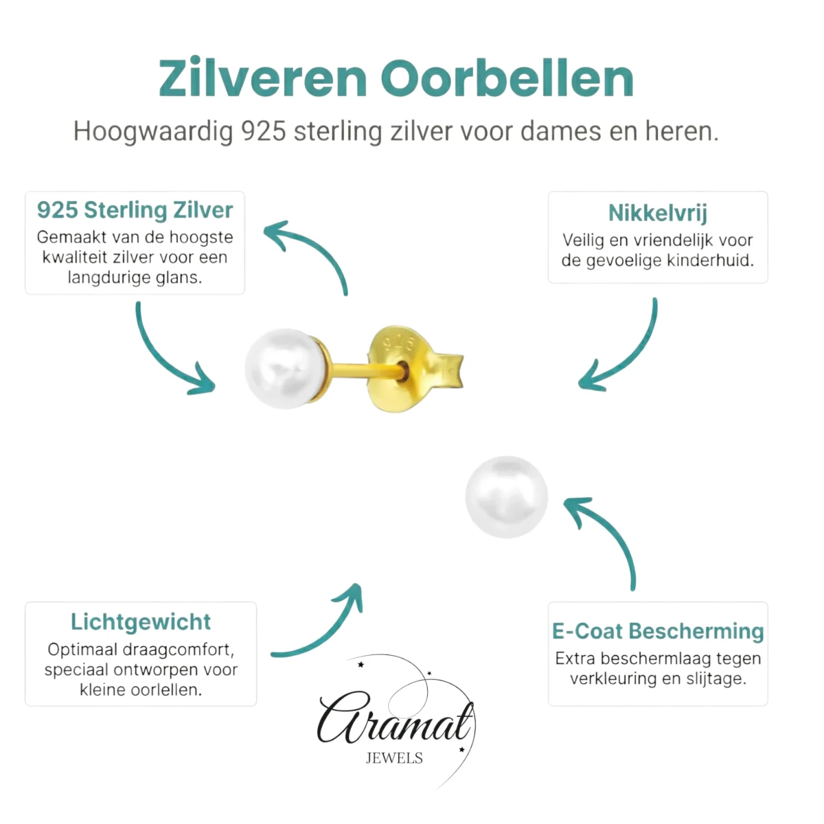 Elegant Zilveren Parel Oorbellen -