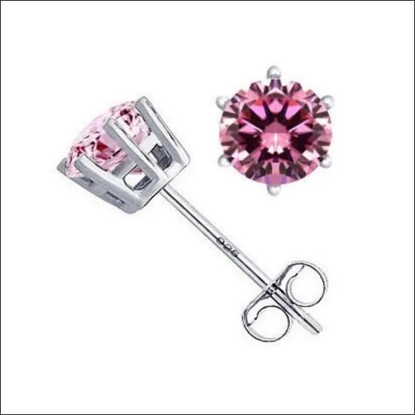 Zilveren Oorbellen met Zirkonia 6mm - Rood -