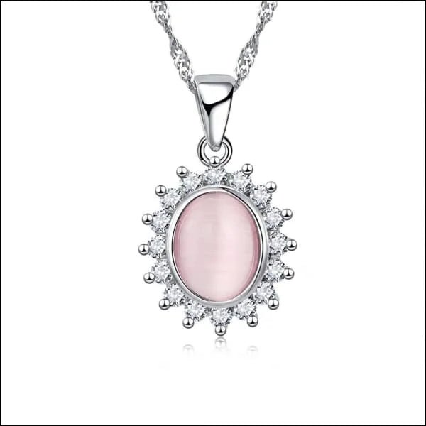 Zilveren Dames Ketting met Cat&acirc;&euro;&trade;s Eye steen - Wit - Dames