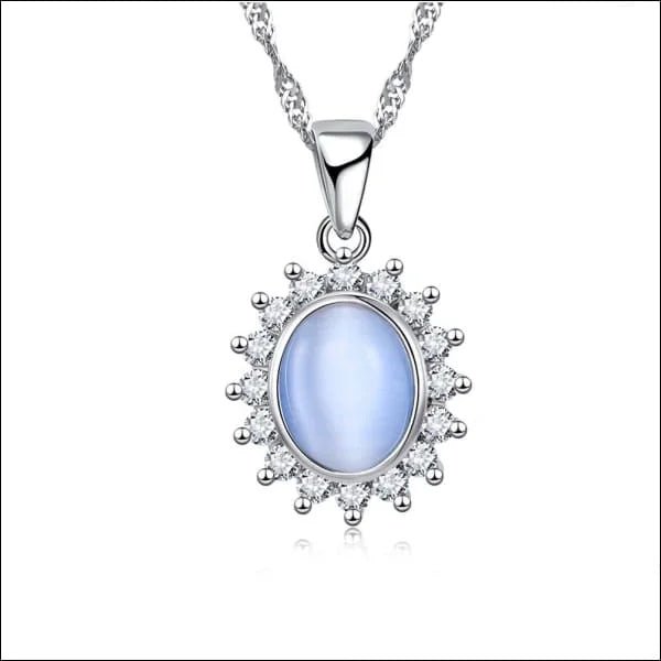 Zilveren Dames Ketting met Cat&acirc;&euro;&trade;s Eye steen - Wit - Dames
