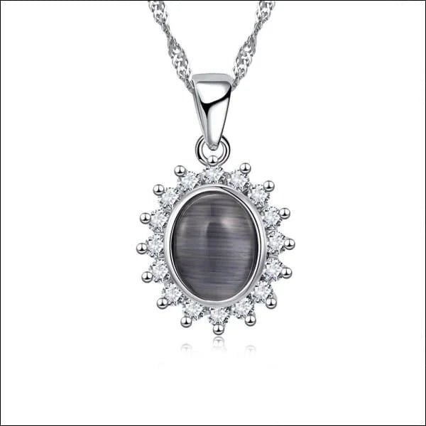 Zilveren Dames Ketting met Cat&acirc;&euro;&trade;s Eye steen - Wit - Dames