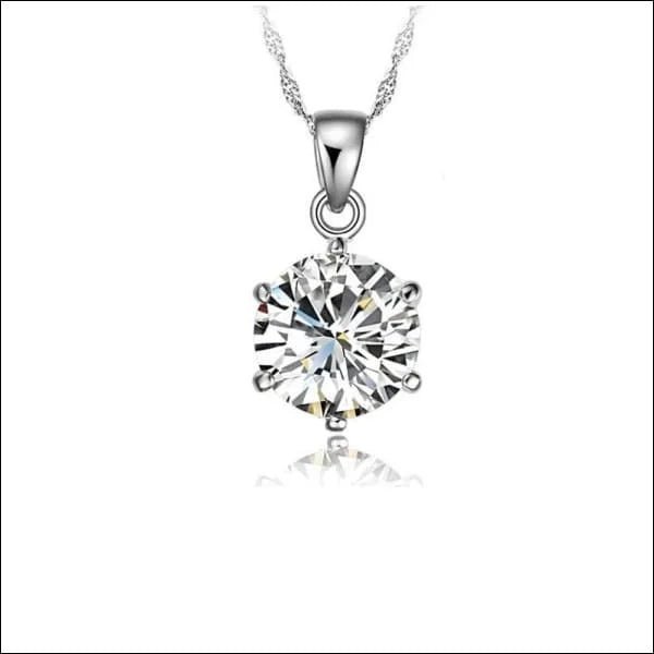 Zilveren Dames Halsketting met Ronde Zirkonia - Donker Blauw - Dames