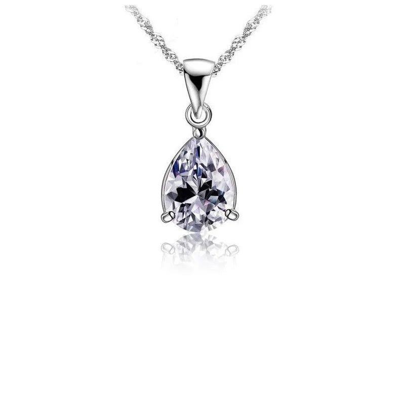 Luxe Zilveren Dames Halskettingen met hanger - Druppel/Zirkonia/10x8mm - Dames