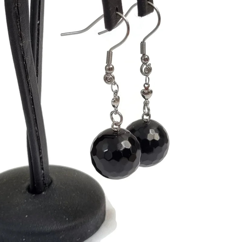 Zwarte Kraal Stalen Oorbellen - Aramat Jewels -