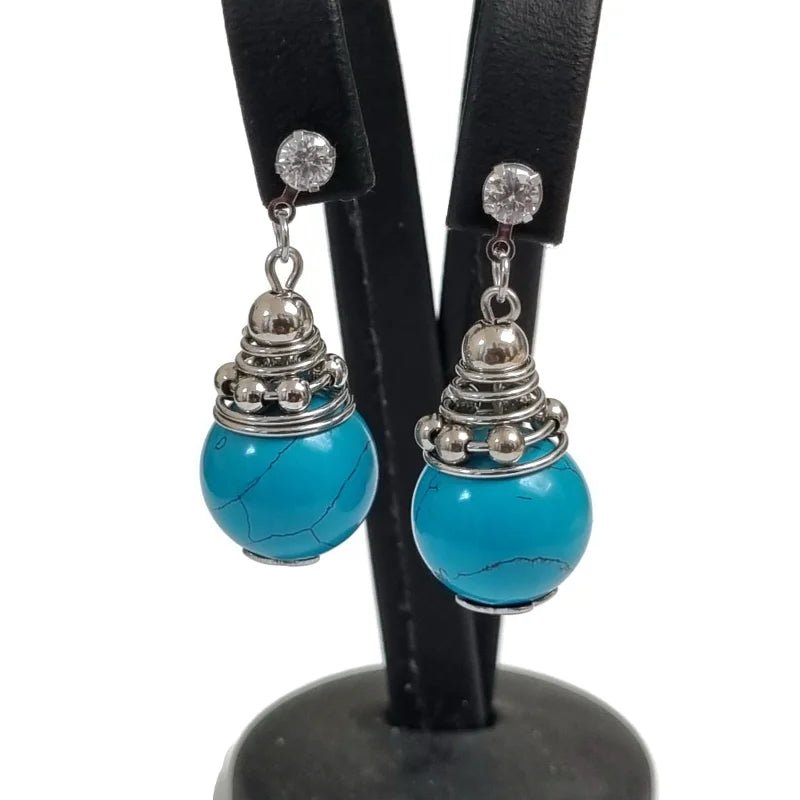 Stalen Turquoise Oorbellen - Aramat Jewels&Acirc;&reg; -