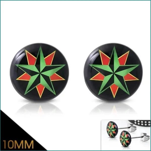 Stijlvolle Ster Oorbellen Acryl-staal - Zwart-Wit-10mm -