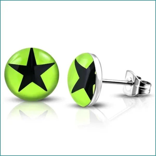Stijlvolle Ster Oorbellen Acryl-staal - Zwart-Wit-10mm -