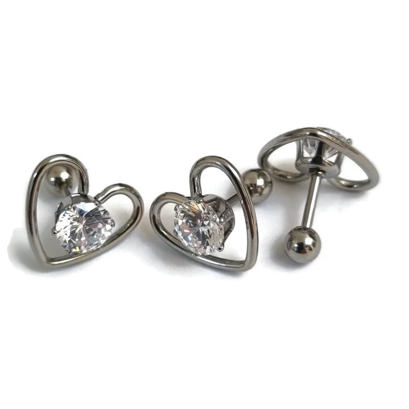 Zilverkleurige Helixpiercing met Transparant Hartje - Unisex