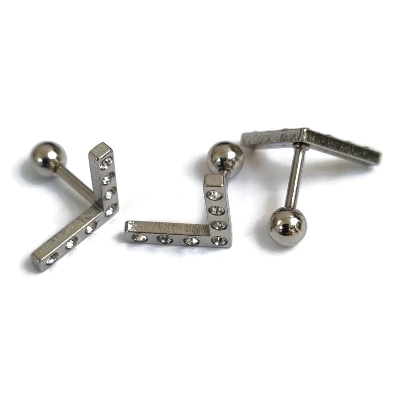Zilverkleurige Transparante Helixpiercing met v Bar - Unisex