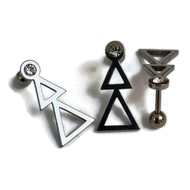 Zilveren Helixpiercing met Driehoeken - Unisex