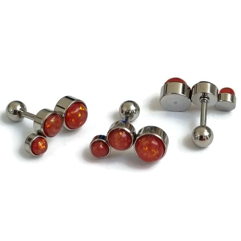 Stalen Rode Opaal Helix Piercing - Linkeroor - Unisex