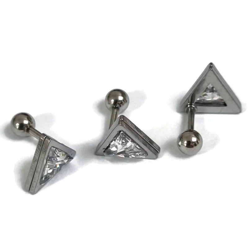 Zilverkleurige Driehoek Zirkonia Helix Piercing - Unisex