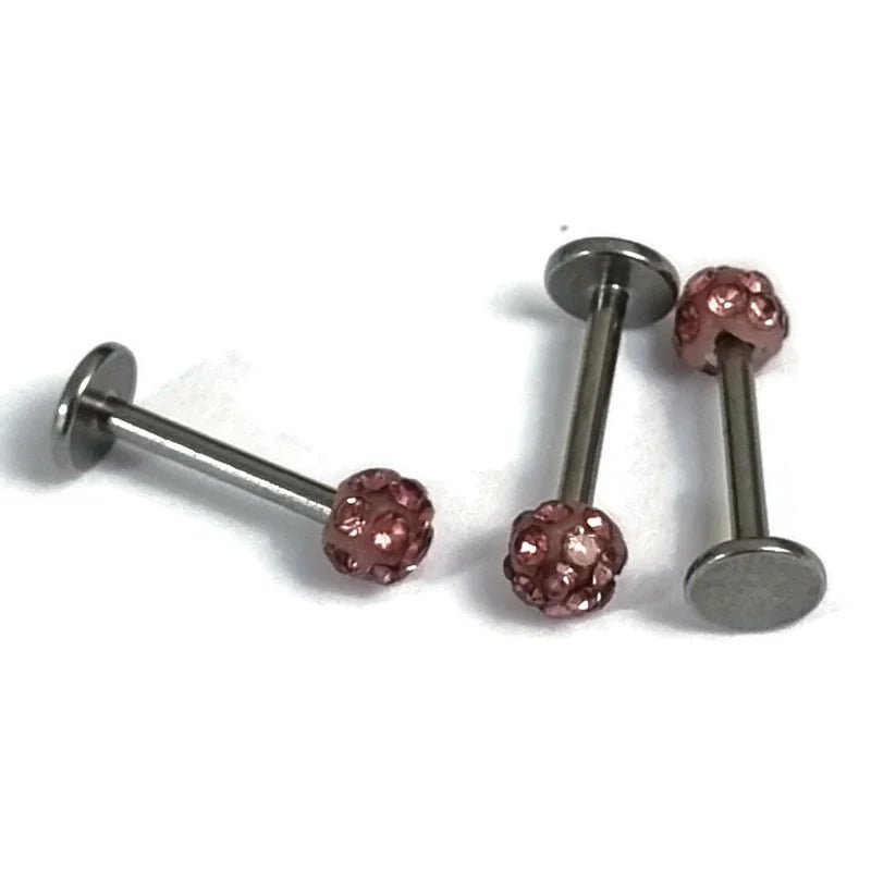 Roze Kristal Helixpiercing met Shamballa Bal 3mm - Unisex