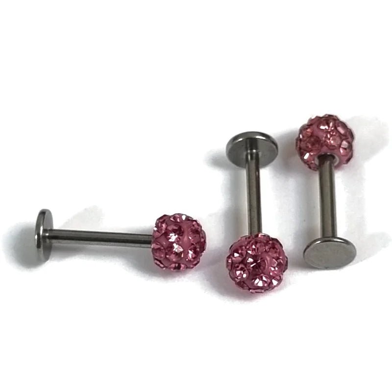 Roze Kristal Helixpiercing shamballa 4mm - Unisex