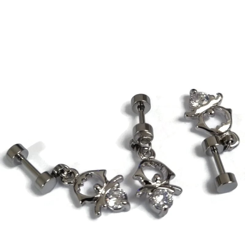 Fantasie oor piercing met Zirkonia Hanger - Unisex