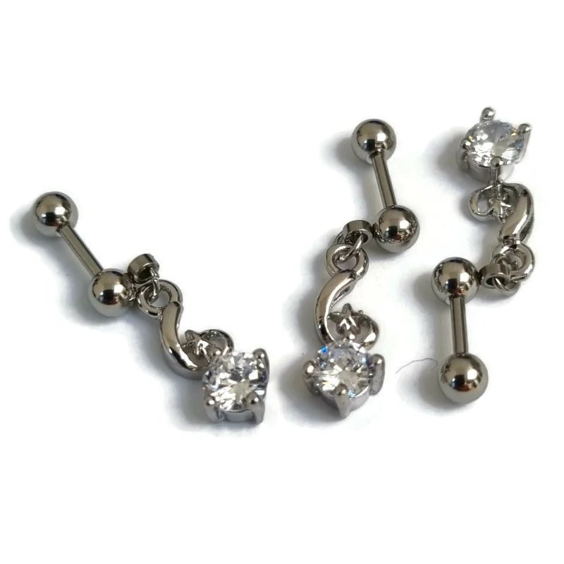 Stalen Helixpiercing met Zirkonia Hanger - Unisex