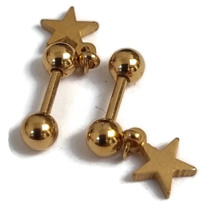 Stalen Helixpiercing met Sterretje goudkleur - Unisex