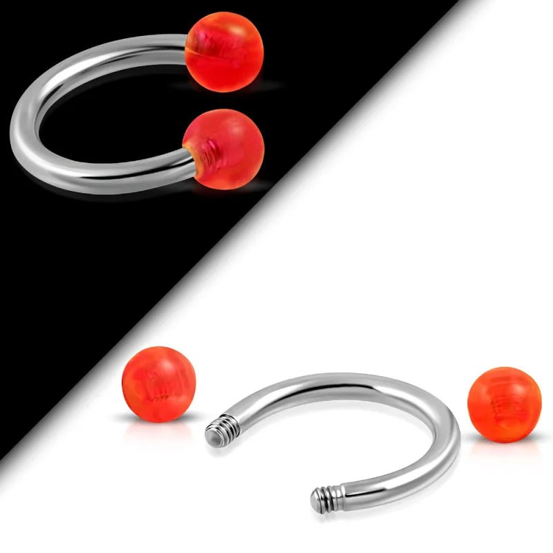 Stalen Circular Piercing rode balletjes - Unisex