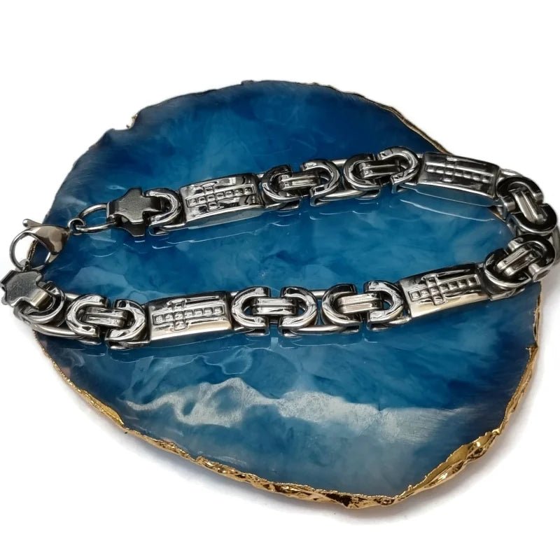 Zilverkleurige Konings Schakel Armband met Kruisjes - Heren