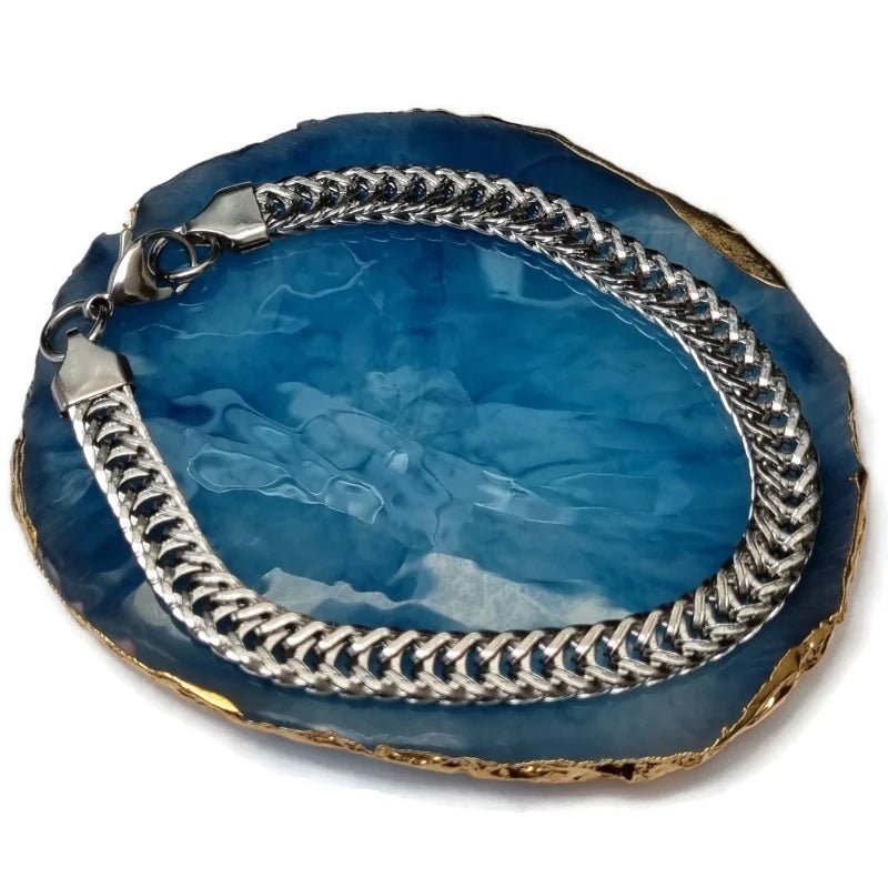 Rvs Visgraat Schakel Armband - Heren