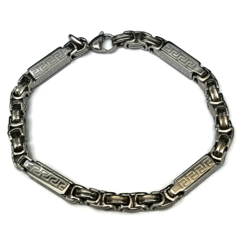 Stoere Koningsschakel Armband van Grieks Staal