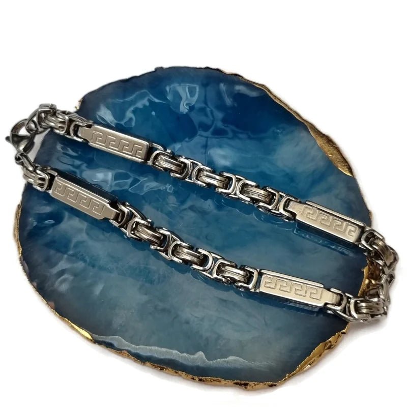 Stoere Koningsschakel Armband van Grieks Staal