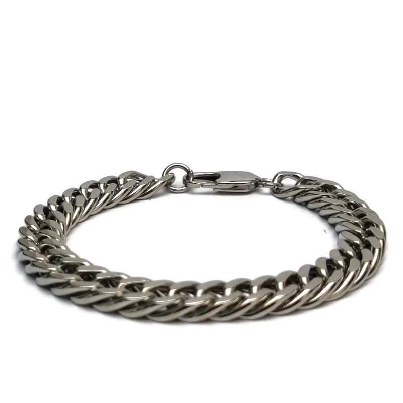 Brede Curb Cuban Stalen Armband 19cm