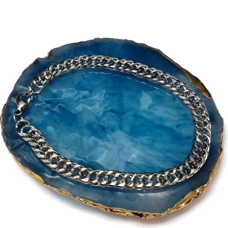 Zilveren 21cm Curb Cuban Armband van Staal - Unisex