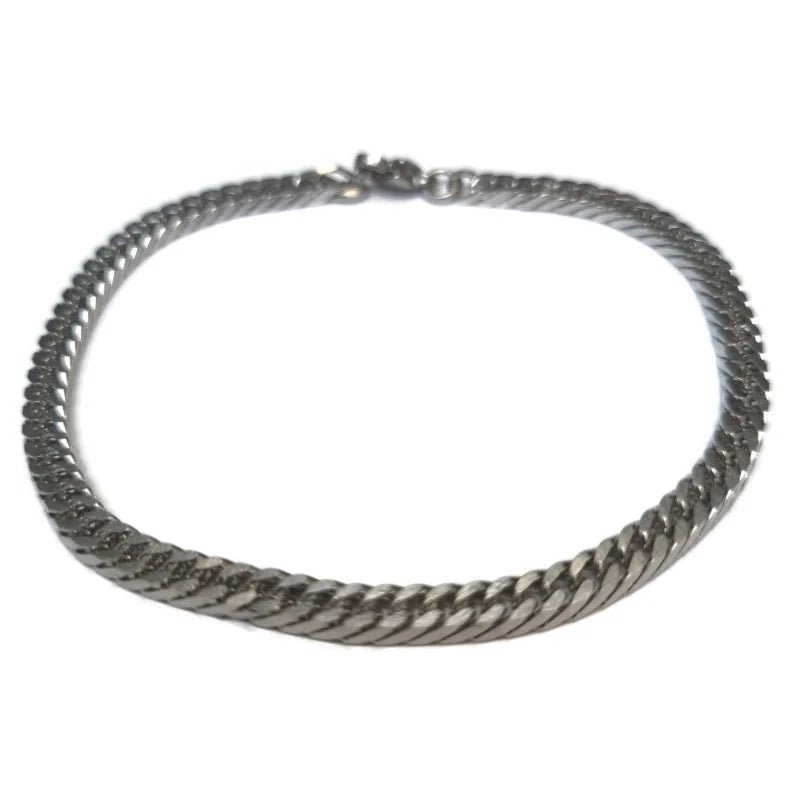 Zilverkleurige Afgevlakte Gourmet Armband Staal - Heren